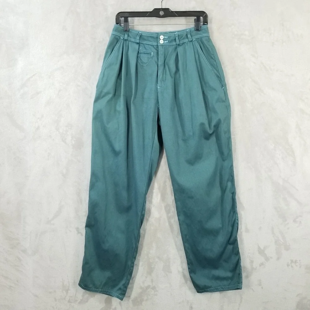 Vtg Jeans Women 28 x 30 Overdyed Pleated High Waisted‎ Tapered Baggy Y2K *Read